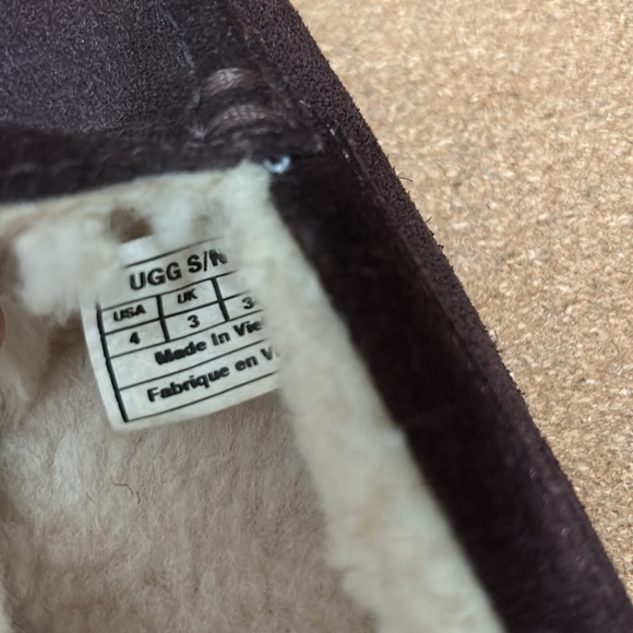 UGG Slippers Size 4 Ascot Loafer Shearling Lined Moccasin Suede Brown 1974 - Picture 8 of 14